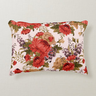Seamless floral pattern roses with chrysanthemum a accent pillow