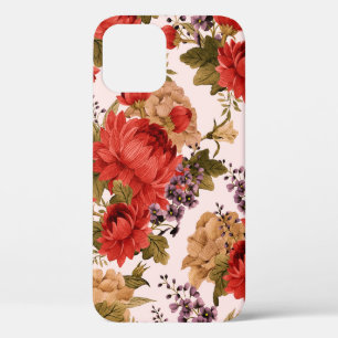 Seamless floral pattern roses with chrysanthemum a iPhone 12 case