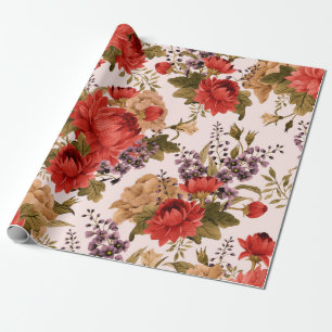 Seamless floral pattern roses with chrysanthemum a wrapping paper