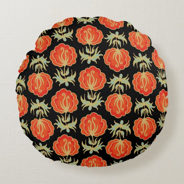 Seamless floral pattern round pillow (Front)