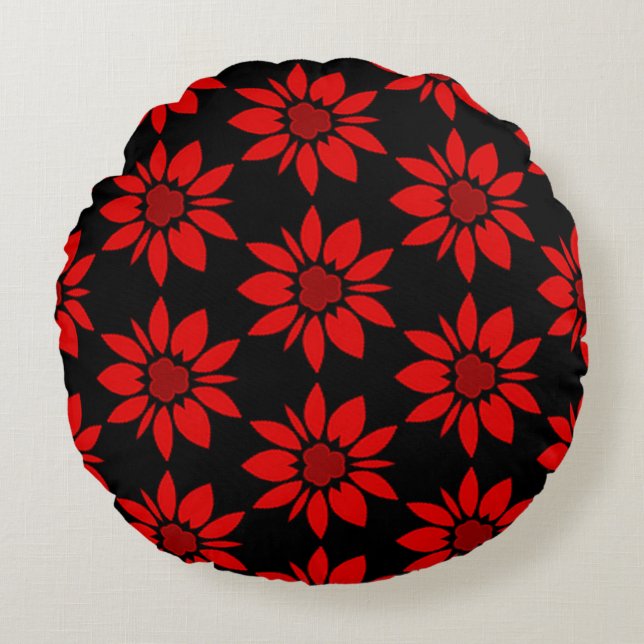 seamless floral pattern round pillow (Front)