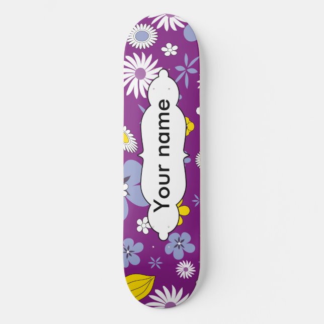 Seamless Floral Pattern Skateboard (Front)
