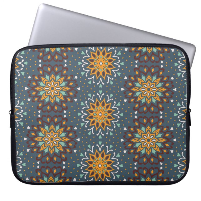 Seamless floral pattern. Stylized doodle flowers.  Laptop Sleeve (Front)