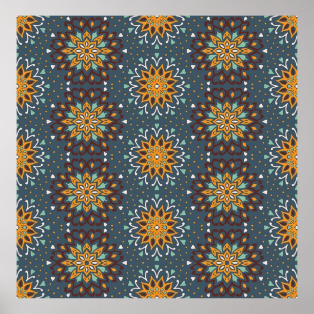 Seamless floral pattern. Stylized doodle flowers.  Poster (Front)