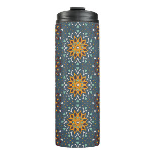 Seamless floral pattern. Stylized doodle flowers. Thermal Tumbler