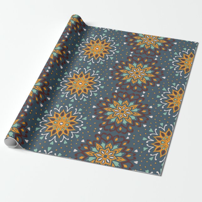 Seamless floral pattern. Stylized doodle flowers.  Wrapping Paper (Unrolled)
