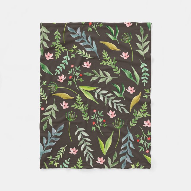 Seamless floral pattern. Watercolor hand drawn Fleece Blanket (Front)