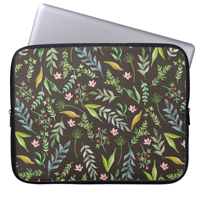 Seamless floral pattern. Watercolor hand drawn Laptop Sleeve (Front)