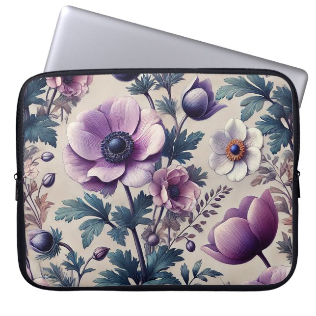 seamless floral pattern with anemone beautiful  laptop sleeve (Front)