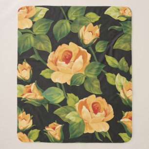 Seamless floral pattern with beautiful roses sherpa blanket