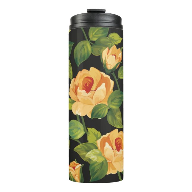 Seamless floral pattern with beautiful roses thermal tumbler (Front)