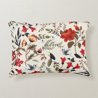 Seamless floral pattern with birds accent pillow