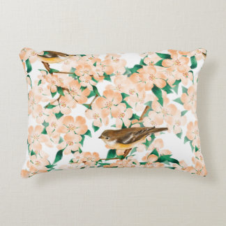 Seamless floral pattern with birds accent pillow