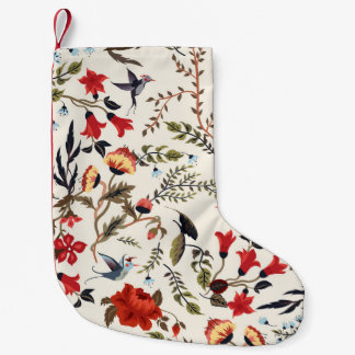 Seamless floral pattern with birds small christmas stocking