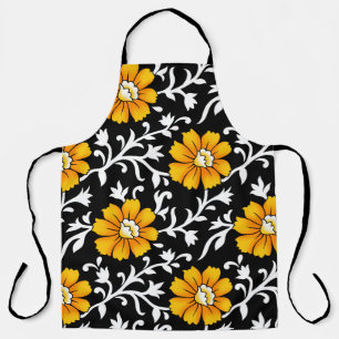 Seamless Floral Pattern with Black Backgroundart,b Apron
