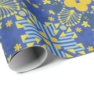 Seamless floral pattern with bright yellow flowers wrapping paper