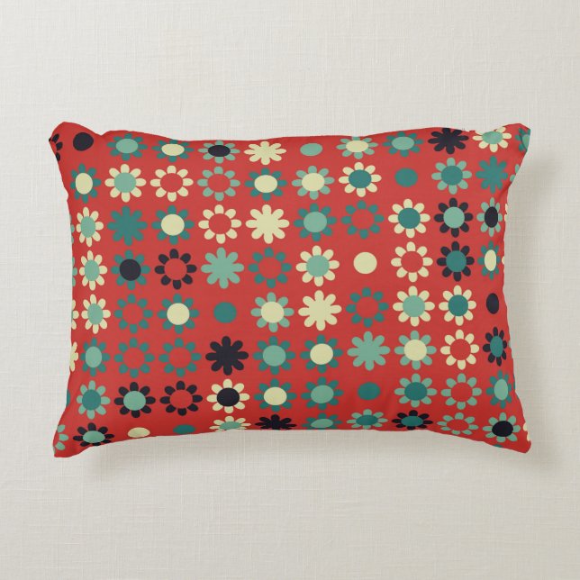 Seamless floral pattern with coloured elements,  v accent pillow (Front)