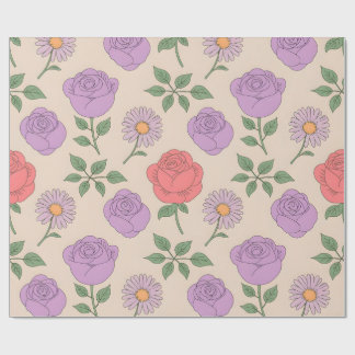 Seamless Floral Pattern with Colourful Roses Wrapping Paper