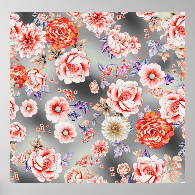 Seamless Floral pattern, with cute flower design T Poster (Front)