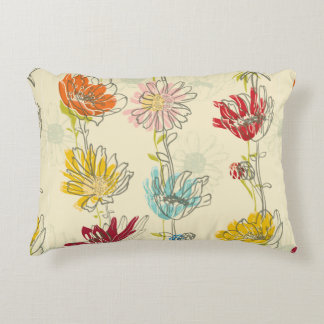 Seamless Floral Pattern With hand-drawn flowers Accent Pillow
