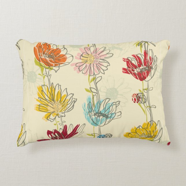 Seamless Floral Pattern With hand-drawn flowers Accent Pillow (Front)