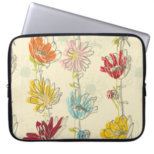 Seamless Floral Pattern With hand-drawn flowers Laptop Sleeve