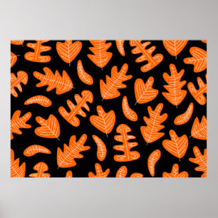 Seamless floral pattern with leaf in vintage style poster