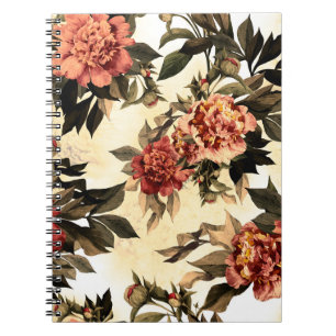 Seamless floral pattern with red and orange roses notebook
