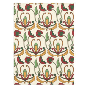 Seamless floral pattern with red and yellow tablecloth