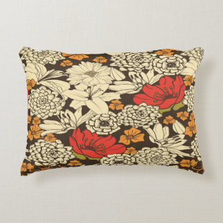 Seamless Floral Pattern With Red Flowers Accent Pillow