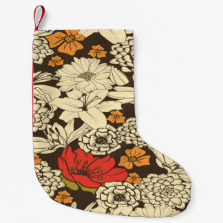 Seamless Floral Pattern With Red Flowers Small Christmas Stocking