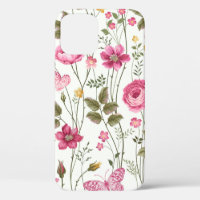 seamless floral pattern with roses and butterfly