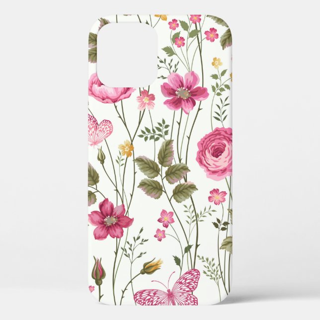 seamless floral pattern with roses and butterfly Case-Mate iPhone case (Back)