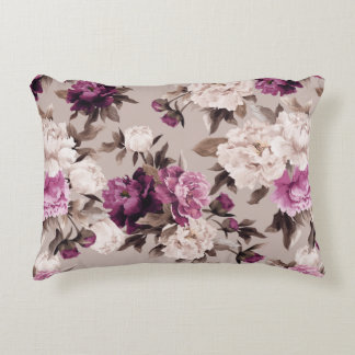 Seamless floral pattern with roses on light backgr accent pillow