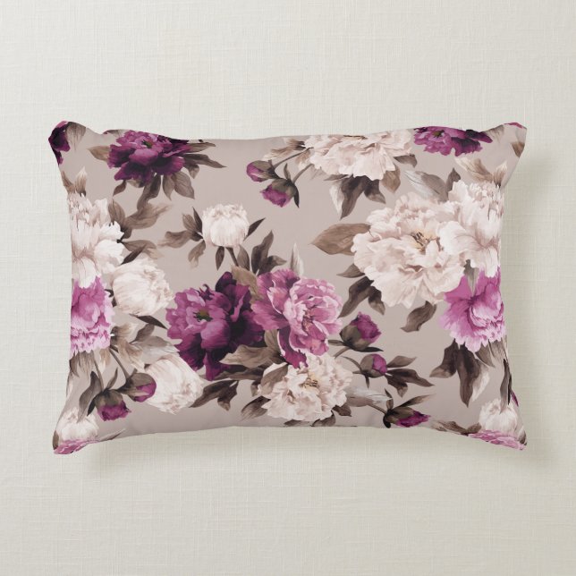 Seamless floral pattern with roses on light backgr accent pillow (Front)