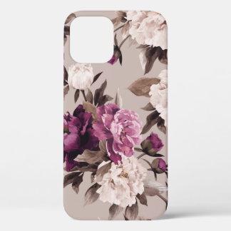 Seamless floral pattern with roses on light backgr iPhone 12 case
