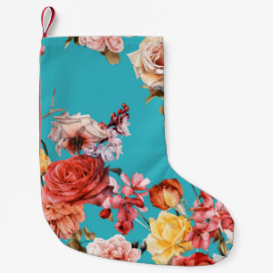 Seamless floral pattern with roses, watercolor. fl small christmas stocking
