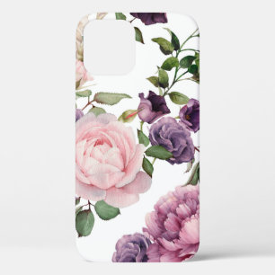 Seamless floral pattern with roses,  watercolor. p iPhone 12 case