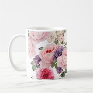 Seamless floral pattern with roses,  watercolor. p coffee mug
