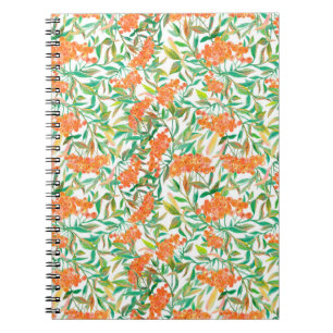 Seamless floral pattern with rowan, leaves on an i notebook