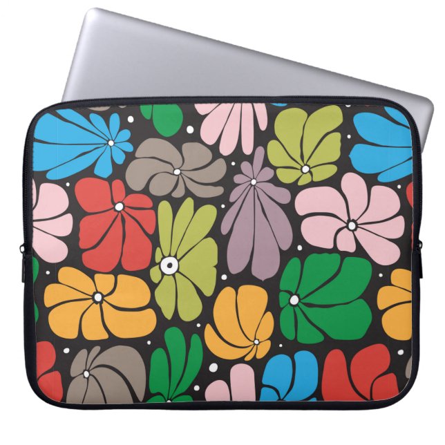 Seamless floral pattern with stylized large blosso laptop sleeve (Front)