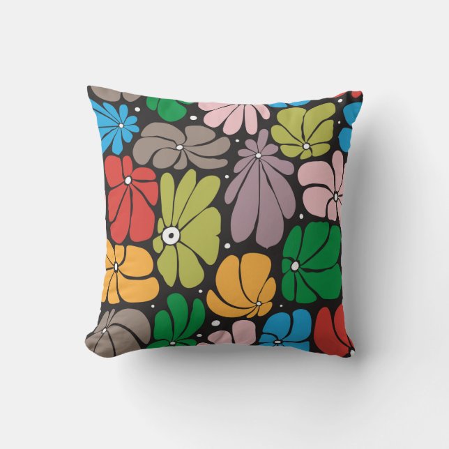 Seamless floral pattern with stylized large blosso throw pillow (Front)