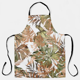 Seamless floral pattern with tropical and gold lea apron