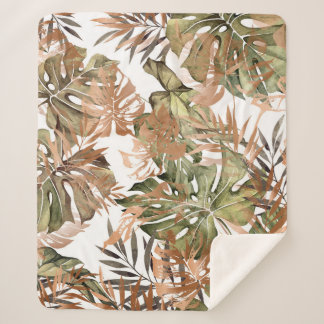 Seamless floral pattern with tropical and gold lea sherpa blanket