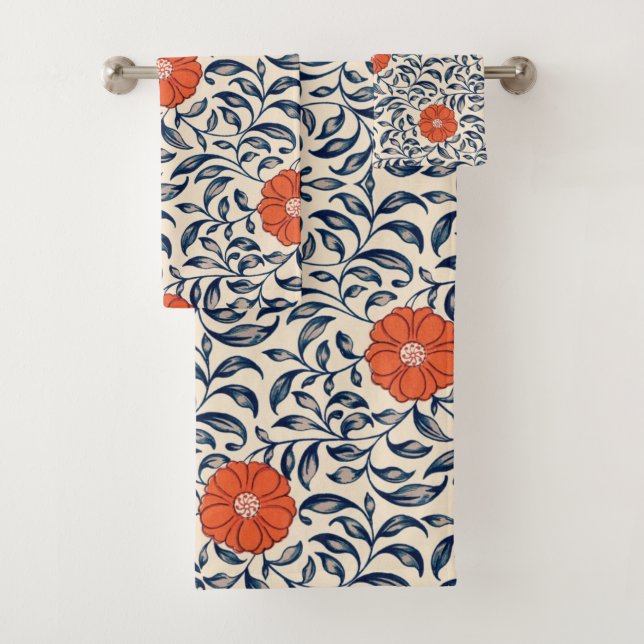 Seamless floral pattern with vibrant orange flower (En situation)