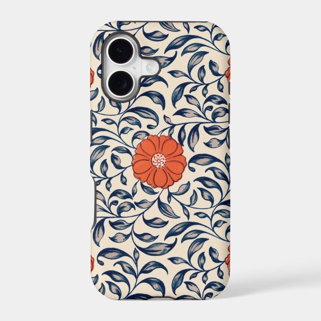 Seamless floral pattern with vibrant orange flower (Back)