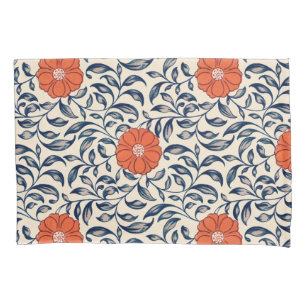 Seamless floral pattern with vibrant orange flower pillowcase