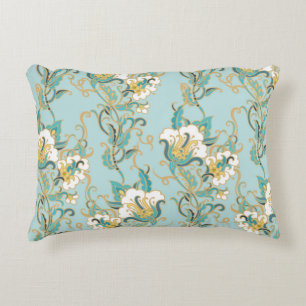 Seamless floral pattern with white cotton flowersl accent pillow