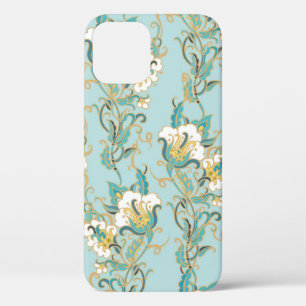 Seamless floral pattern with white cotton flowersl iPhone 12 case
