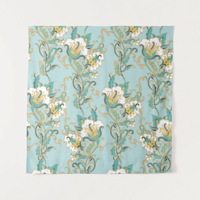 Seamless floral pattern with white cotton flowersl tapestry (Front)